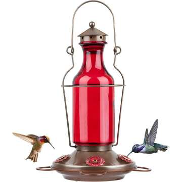 Vintage Red Wine Bottle Hummingbird Feeder 20 oz