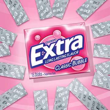 EXTRA Classic Bubble Sugar Free Chewing Gum, 15 Count (Pack of 10)