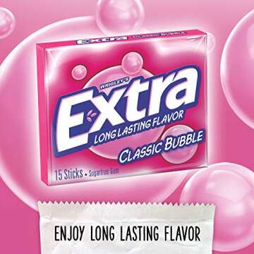 EXTRA Classic Bubble Sugar Free Chewing Gum, 15 Count (Pack of 10)