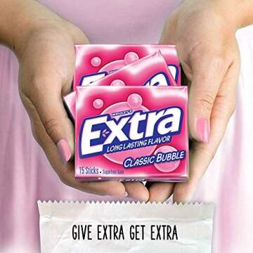 EXTRA Classic Bubble Sugar Free Chewing Gum, 15 Count (Pack of 10)