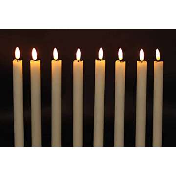 GenSwin Flameless Ivory Taper Candles Flickering with 10-Key Remote, Battery Operated Led Warm 3D Wick Light Window Candles Real Wax Pack of 6, Christmas Home Wedding Decor(0.78 X 9.64 Inch)