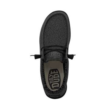 Hey Dude Men's Wally Sox Micro Total Black Men's 9 & Women's 11 | Men's Loafers | Men's Slip On Shoes | Comfortable & Light-Weight