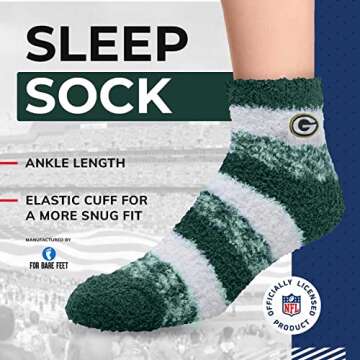 For Bare Feet NFL Cozy Soft Slipper Socks - Home Socks for Ultimate Comfort - Gameday Apparel - Luxuriously Plush and Cozy - Unisex (Green Bay Packers - Green, One Size)