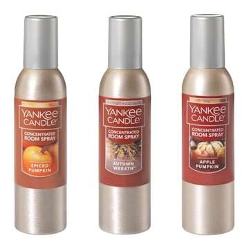 Yankee Candle Concentrated Air Freshener Room Spray Harvest Bounty Variety Pack, Odor Eliminator for Home, Bathroom, 1.5 Oz (Pack of 3)