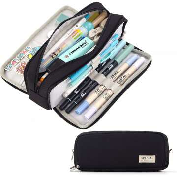 CICIMELON Large Capacity Pencil Case - Stylish 3 Compartment Pouch for School