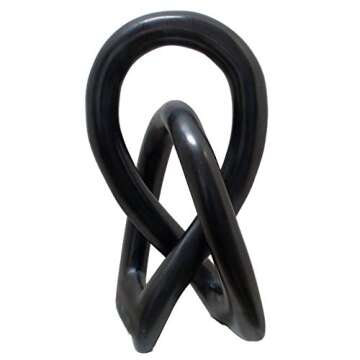 Continuous Looped Entwined Love Carving Unique Modern Contemporary Décor Hand-Crafted Soapstone Artisans of Kenya Genuine Human Hands Precious Gift (6 Inch, Black)