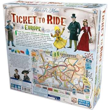 Ticket to Ride Europe Board Game - Embark on a Railway Adventure Across the Continent! Fun Family Strategy Game for Kids & Adults, Ages 8+, 2-5 Players, 30-60 Min Playtime, Made by Days of Wonder