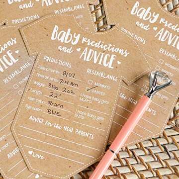 Kate Aspen Baby Prediction Cards For Baby Shower/Advice Cards/Baby Shower Decorations, (Set of 50), One Size, kraft, white, 28440NA