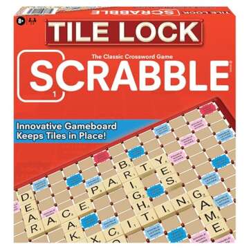 Tile Lock Scrabble by Winning Moves Games USA, Innovative Gameboard "Locks" Tiles In Place, for 2 to 4 Players, Ages 8 and Up