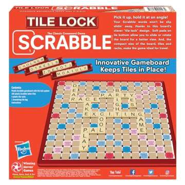 Tile Lock Scrabble by Winning Moves Games USA, Innovative Gameboard "Locks" Tiles In Place, for 2 to 4 Players, Ages 8 and Up