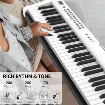 Digital Piano 88 Key Full Size Semi Weighted Electronic Keyboard Piano Set with Stand,Built-In Speakers,Electric Piano Keyboard with Sustain Pedal,Bluetooth,MIDI/USB/MP3 for Beginners Adults