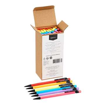 Amazon Basics Mechanical Pencils 0.7mm For Writing, Drawing, Bulk Office and School Supplies, Multicolor, 48-Pack