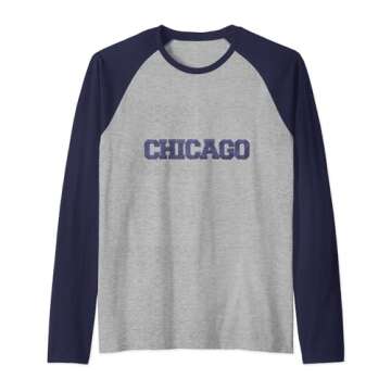 chicago city varsity Raglan Baseball Tee