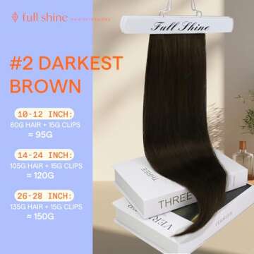 Full Shine 24 Inch Hair Extensions Clip ins Dark Brown Clip in Hair Extensions Human Hair Dark Brown Hair Extensions Dark Brown Human Hair Clip in Extensions Triple Weft Hair Extensions Brown 7 Pcs