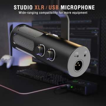 FIFINE XLR/USB Podcast Dynamic Microphone for Streaming, Studio XLR Microphone, PC Streamer Mic All Metal with Mute Button, Headphone Jack, for Vocal Voice Over Music Recording-AmpliTank Tank3