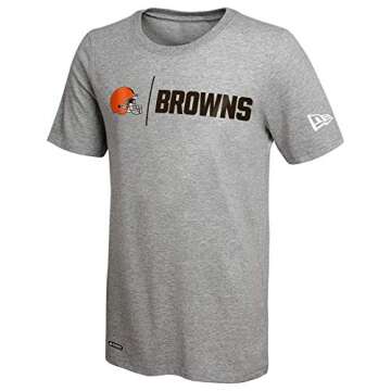 New Era NFL Men's Gametime Dri-Tek Cool Grey Short Sleeve T-Shirt, Cleveland Browns, Small