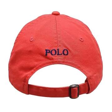 POLO RALPH LAUREN Mens Polo Sports Pony Logo Hat Cap (One Size, Red (Navy Pony))