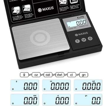 MAXUS Precision Pocket Scale 500g x 0.01g, Digital Gram Scale with Tray, Small Food Scale, Jewelry Scale, Ounces Grains Scale with Backlit LCD