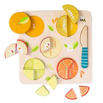 Tender Leaf Toys - Citrus Fractions - Math Learning Wooden Toys, Sorting Toys - Educational Game for 18m+