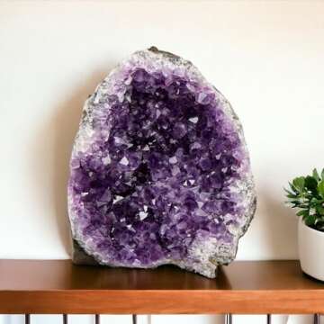 SAMSARI 5 to 6.5 Lb Amethyst Crystal Geode From Uruguay – 6.5" to 9" Height, Natural Large Amethyst Cluster Rock – Crystals and Healing Stones