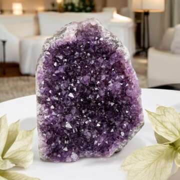 SAMSARI 5 to 6.5 Lb Amethyst Crystal Geode From Uruguay – 6.5" to 9" Height, Natural Large Amethyst Cluster Rock – Crystals and Healing Stones