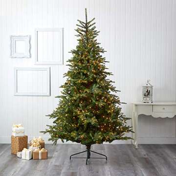 Nearly Natural 8ft. North Carolina Spruce Artificial Christmas Tree with 650 Clear Lights and 1303 Bendable Branches