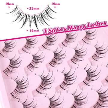 Manga Lashes Natural Look Anime False Eyelashes Wispy Fluffy Spiky Fake Lashes Cosplay Korean Japanese Asian Lashes Pack 10 Pairs Faux Mink Lashes Black