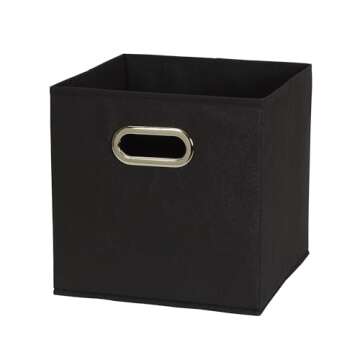 Household Essentials 80-1 Foldable Fabric Storage Bins | Set of 6 Cubby Cubes With Handles | Black