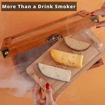 Smoky Crafts Cocktail Smoker Kit - Whiskey Smoker Kit with Smoking Gun, Cocktail Smoker Box, Food Tray and Wood Chips (Apple & Cherry) - Old Fashioned Smoker Kit (Torch Not Required)