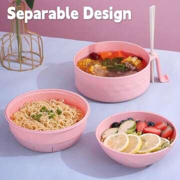 Microwave Ramen Bowl Set – 6-Piece Ramen Cooker with Lid & Cutlery