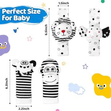 AJsupojouet Baby Socks & Wrist Rattles Toys for 0-12 Month,Black And White High Contrast Baby Toys 0-6 Months,Baby Boy Girl Gifts 0-3 3-6month Toy,2 3 4 Month Old Baby Toys,Infant Sensory Newborn Toys