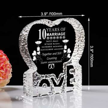 10th Anniversary Laser Crystal Heart Keepsake Gift