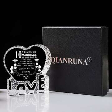 10th Anniversary Laser Crystal Heart Keepsake Gift