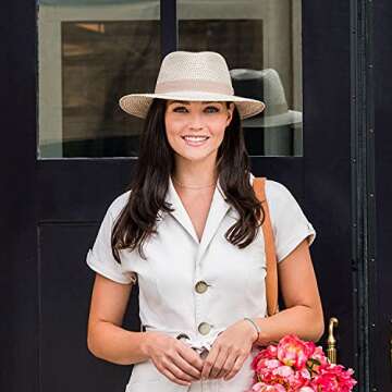 Wallaroo Hat Company Women’s Petite Charlie Fedora – UPF 50+ Sun Protection, Packable Design and Adjustable Sizing for Smaller Crown Sizes – Stylish Sun-Safe Hat for Travel and Everyday (Ivory/Taupe)