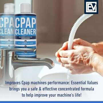 Essential Values 16 Fl Oz CPAP Pre-Wash, Safe & Scent-Free with Dye-Free Prewash Soap That is Universally Compatible with All CPAP Equipment & Machines