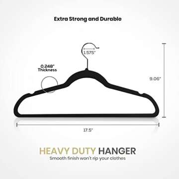 Utopia Home Velvet Hangers 50 Pack - Non-Slip Clothes Hangers - Black Hangers - Suit Hangers with 360 Degree Rotatable Hook - Heavy Duty Coat Hangers - Pants Hangers