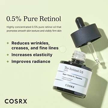 COSRX Retinol 0.5 Oil, Anti-aging Serum with 0.5% Retinoid Treatment for Face, Reduce Wrinkles, Fine Lines, & Signs of Aging, Gentle Skincare for Day & Night, Not Tested on Animals, Korean Skincare