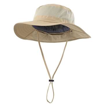 Home Prefer Mens Fishing Hat with Neck Protection UPF 50+ Sun Bucket Hat for Outdoor Hunting Gardening Khaki