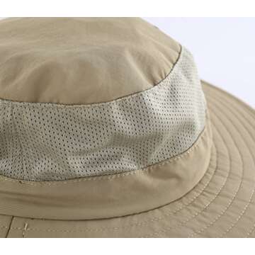 Home Prefer Mens Fishing Hat with Neck Protection UPF 50+ Sun Bucket Hat for Outdoor Hunting Gardening Khaki