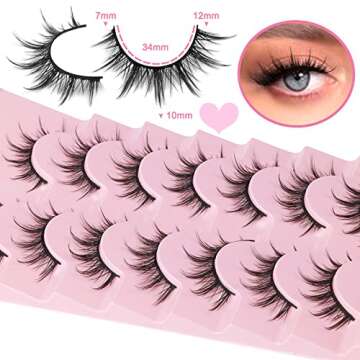 Manga Lashes Natural Look False Eyelashes Anime Lashes Mink Wispy Fluffy Spiky 3D Volume Eyelashes Pack Korean Japanese Asian Cosplay Fake Eyelashes Look Like Individual Cluster 7 Pairs by EYDEVRO