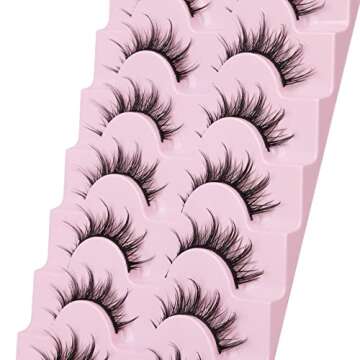 Manga Lashes Natural Look False Eyelashes Anime Lashes Mink Wispy Fluffy Spiky 3D Volume Eyelashes Pack Korean Japanese Asian Cosplay Fake Eyelashes Look Like Individual Cluster 7 Pairs by EYDEVRO