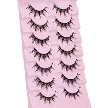 Manga Lashes Natural Look False Eyelashes Anime Lashes Mink Wispy Fluffy Spiky 3D Volume Eyelashes Pack Korean Japanese Asian Cosplay Fake Eyelashes Look Like Individual Cluster 7 Pairs by EYDEVRO