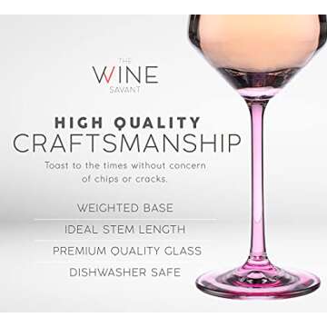 Colored Crystal Wine Glass Set of 6, Large Stemmed 12 oz Glasses, Great for all Occasions & Special Celebrations Unique Italian Style Tall Drinkware for Red & White Wine, Water Dinner, Color Glassware