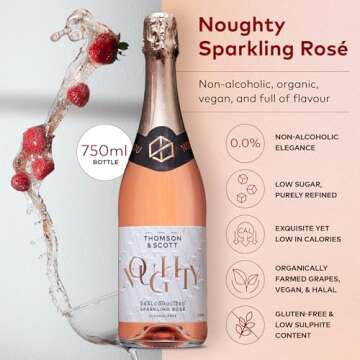 Thomson & Scott Noughty Alcohol Free Sparkling Rosé, Organic, Low-Sugar, Halal Certified, Vegan, Great Gift for Expecting and New Mums, Birthdays, Anniversaries, Non Alcoholic Rose, 750ml