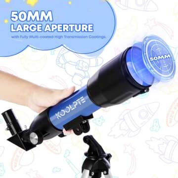 Kids Telescope, 50mm Aperture 360mm Refractor Telescope with Tabletop Tripod and Two Eyepieces, Perfect for Astronomy Beginners, for Kid 6 to 18 Years Old, Exclusive Kids Toy Gift