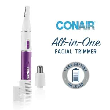 Conair All-in-1 Facial Hair Trimmer for Women, Perfect for Face, Ear/Nose and Eyebrows, Battery-Powered