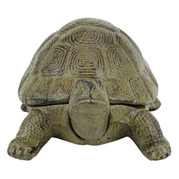 Design Toscano Aesop's Turtle Ornament Garden Tortoise Animal Statue, 10 Inches Wide, Cast Iron, Verdigris Finish