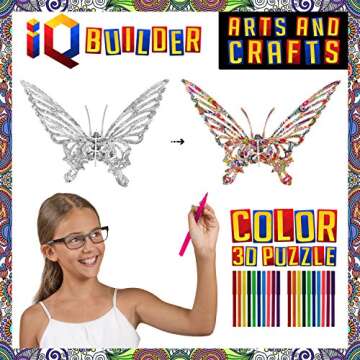 IQ BUILDER | Arts and Crafts for Girls Age 12 Year Old and UP | 3D Art Coloring Painting Animal Puzzle Set | Fun Creative DIY Toys | Family Craft KIT with Supplies | Best Toy Gift for Kids