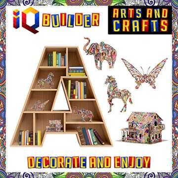 IQ BUILDER | Arts and Crafts for Girls Age 12 Year Old and UP | 3D Art Coloring Painting Animal Puzzle Set | Fun Creative DIY Toys | Family Craft KIT with Supplies | Best Toy Gift for Kids