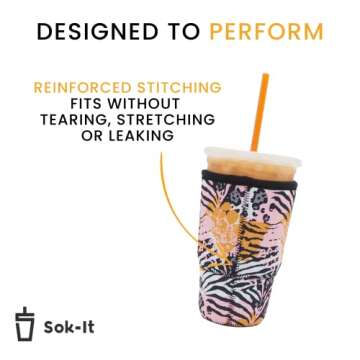 Sok It Java Sok Iced Coffee & Cold Soda Insulated Neoprene Cup Sleeve (Abstract Floral, Small: 16-20oz)